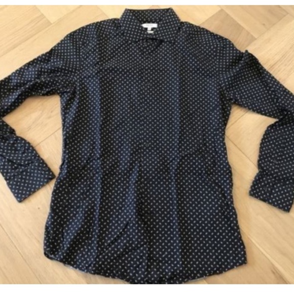 Reiss Bruin Navy Pattern Button Down Shirt - Picture 1 of 4